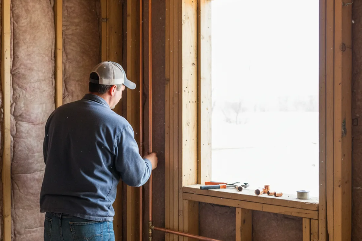 Licensed plumber running new copper supply lines in a Staatsburg home