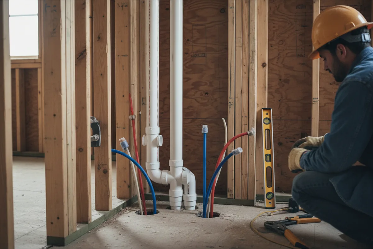 Drain and supply rough-in during Sump Pump Repair in Staatsburg