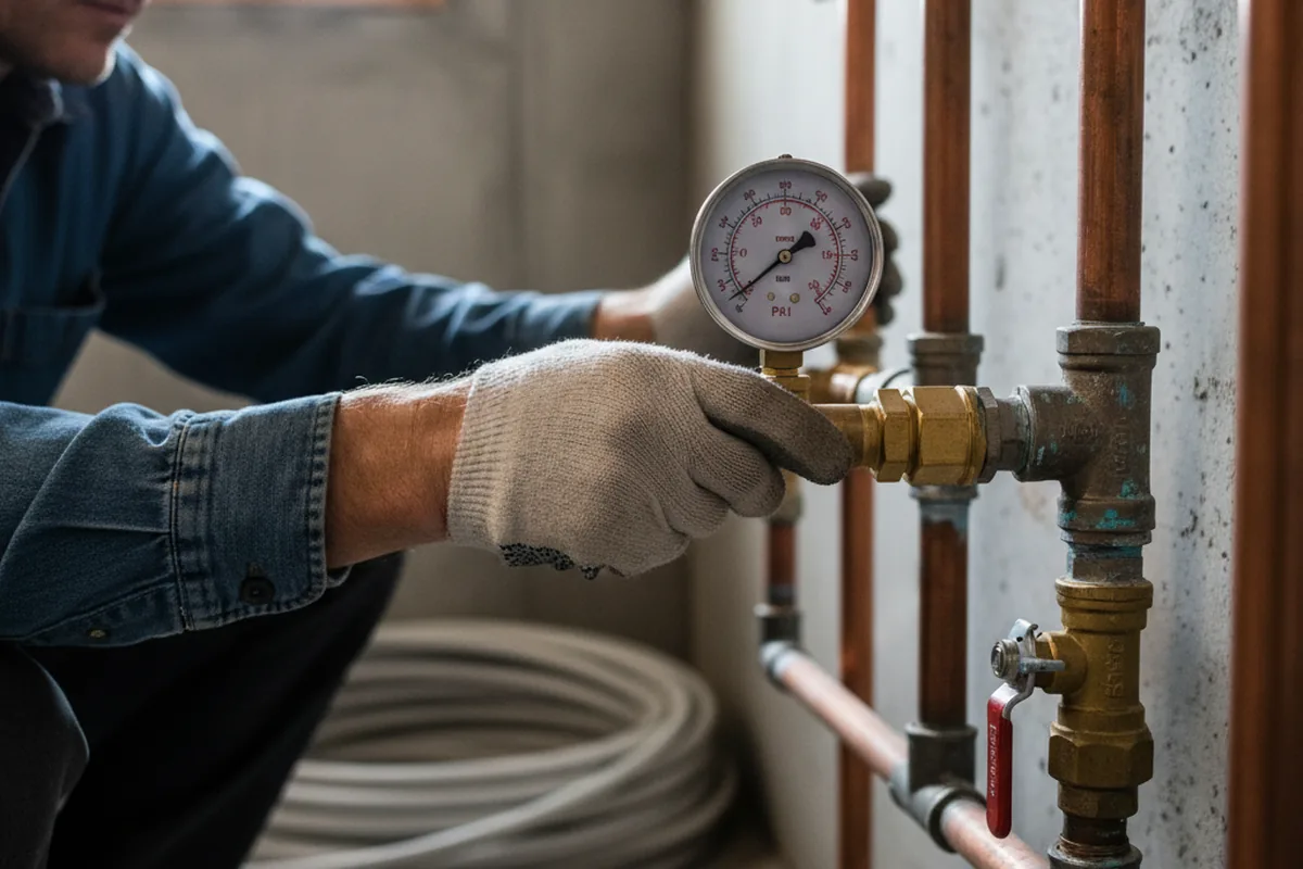 Pressure testing a repaired line during Water Line Repair in Staatsburg